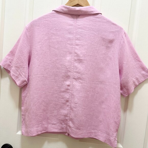 New Buffalo Women's Linen Blend Button Front Shirt Top Size M Pink Relaxed Fit - Picture 13 of 15